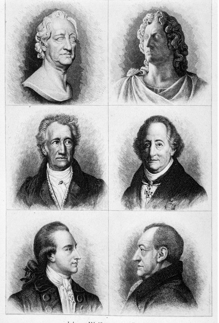 Portrety Goethego. Św. rycina z XIX wieku. autorstwa Unknown artist