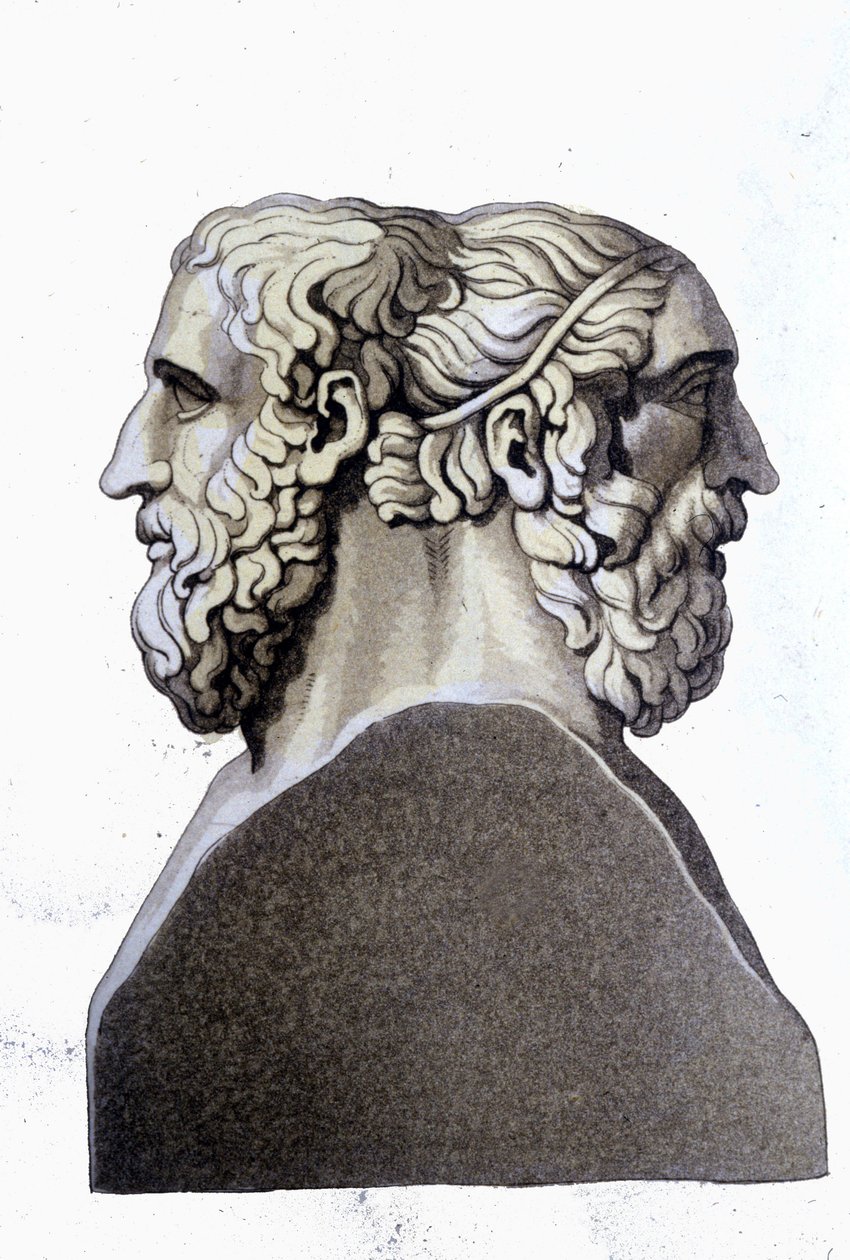 Portrety Homera (IX wiek pne) i Archiloque (712 pne - 648 pne), poetów greckich. autorstwa Unknown artist