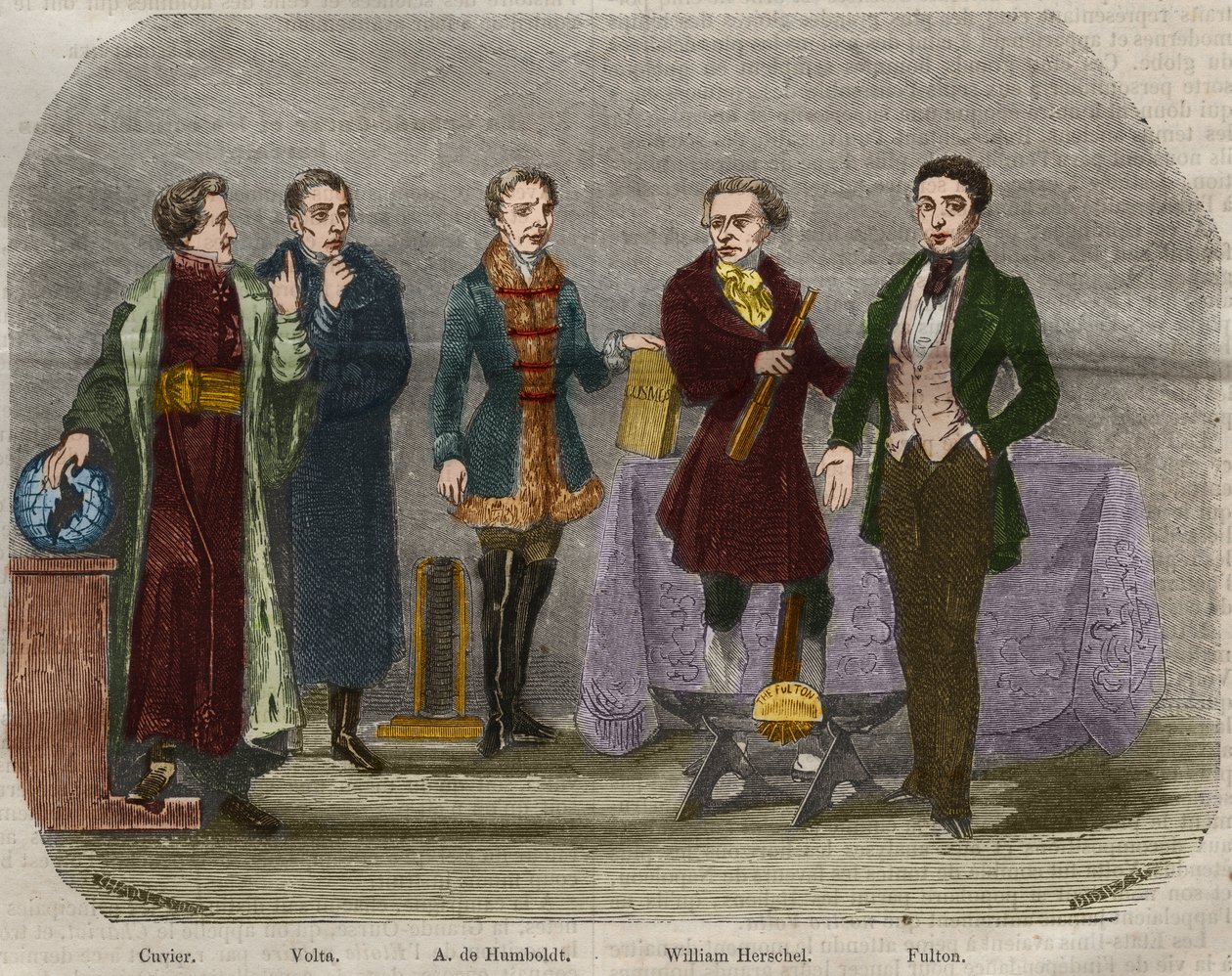 Portrety naukowców Georges Cuvier (1764-1832), Alessandro (Alexandre) Volta (1745-1827), Alexander Von Humboldt (Alexandre de Humboldt autorstwa Unknown artist