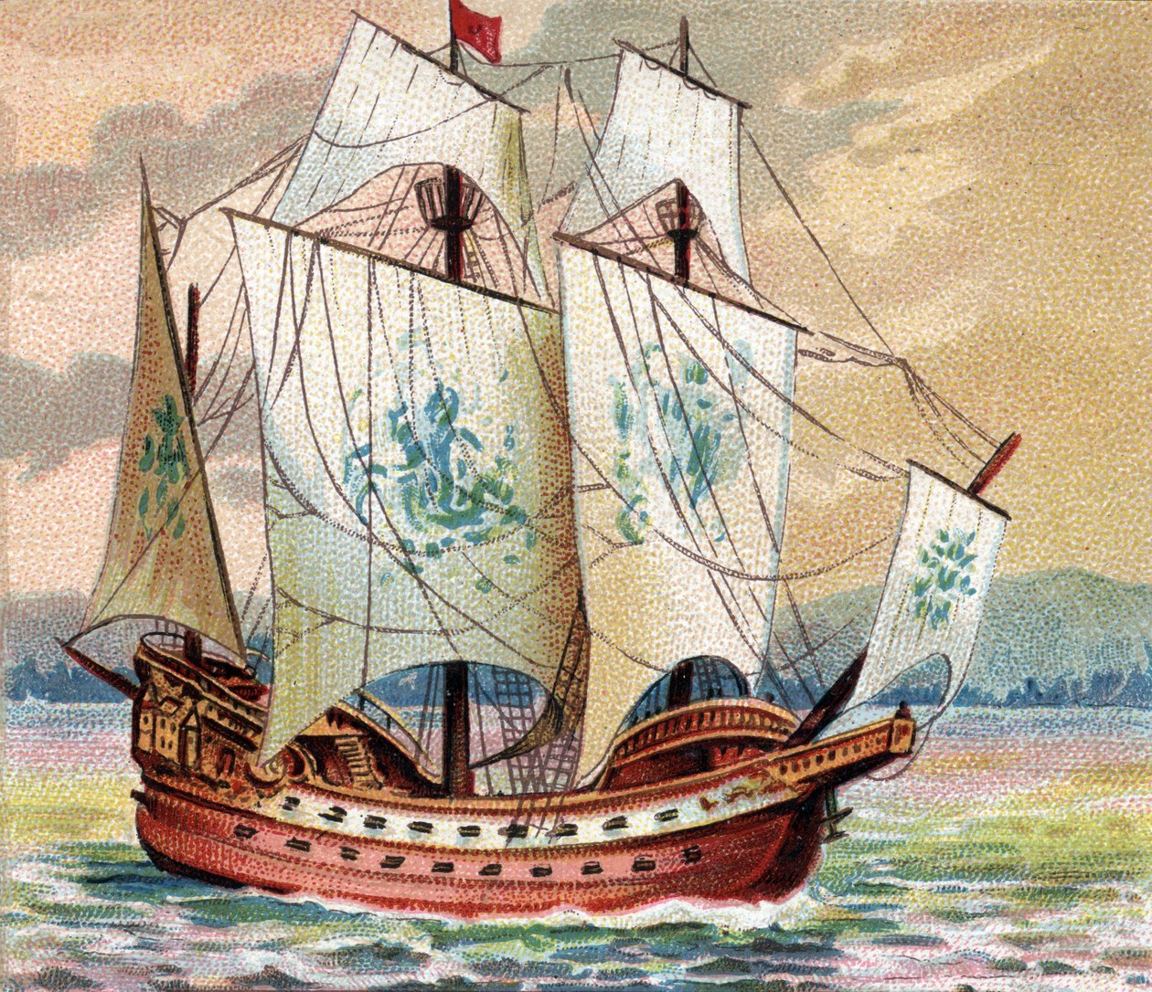 Portugalski Carrack - Portugalski Karak - Przedstawienie karaku (nawy) portugalskiej floty pod koniec XV wieku autorstwa Unknown artist