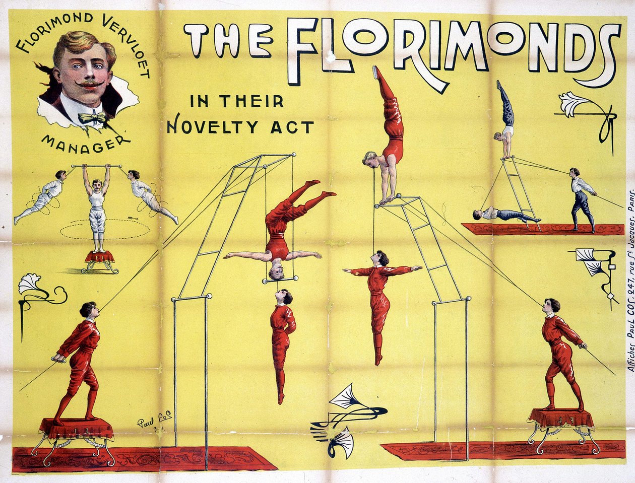 Plakat do spektaklu Florimonds, trapezistów autorstwa Unknown artist