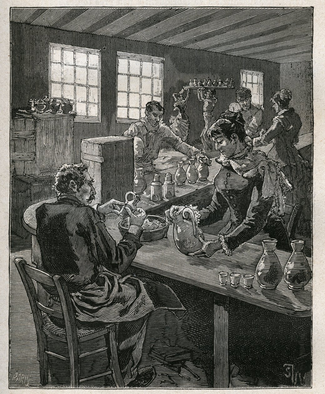 Ceramika: ceramika wypełniająca. Grawer z 1885 roku w „Les arts et metiers illustres” Adolphe BITARD. autorstwa Unknown artist