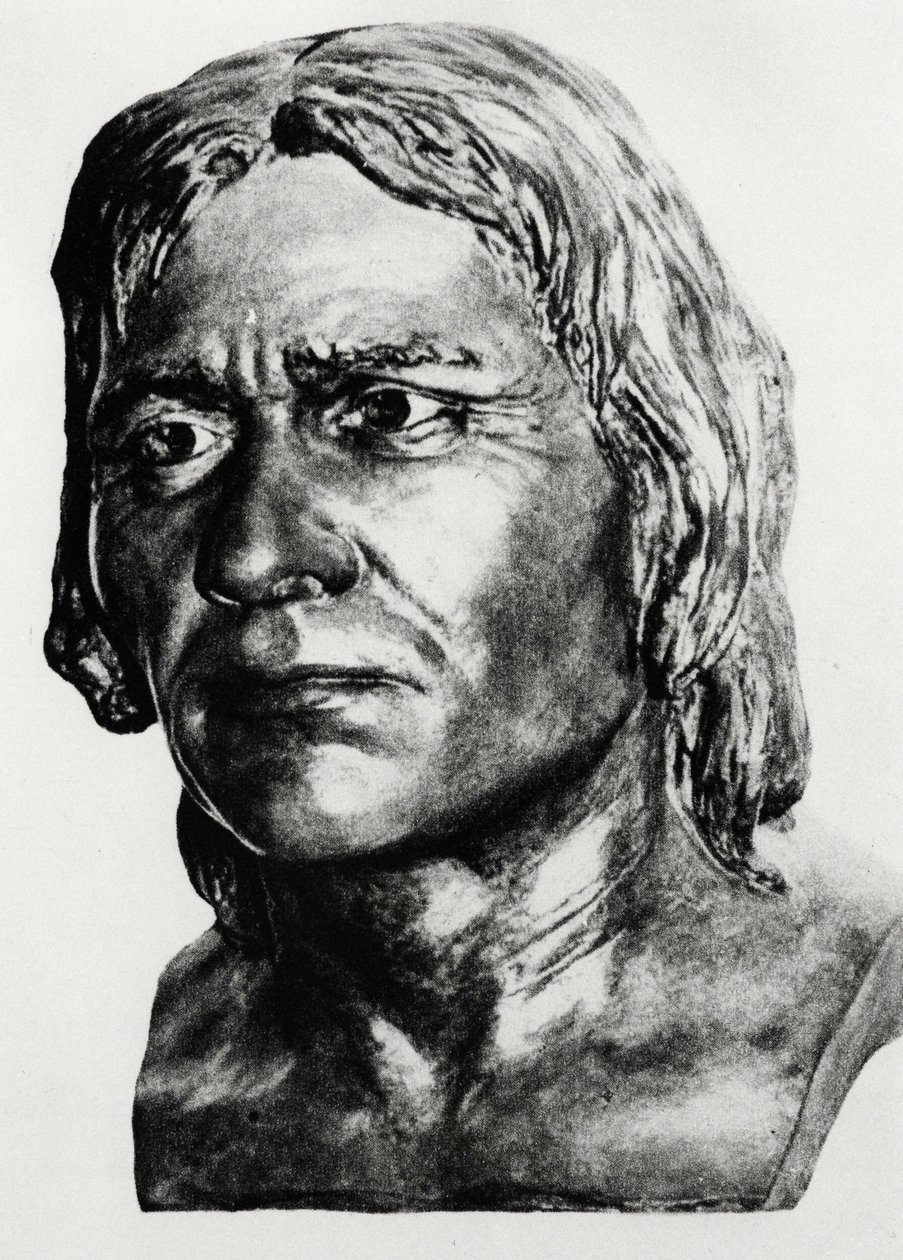 Prehistoria: rekonstrukcja człowieka z Cro-Magnon (popiersie) według Maca Grégora. autorstwa Unknown artist