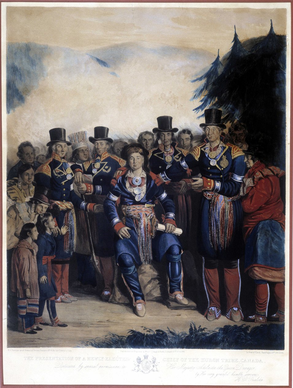 Prezentacja nowo wybranego wodza Indian Huron w Kanadzie autorstwa Unknown artist