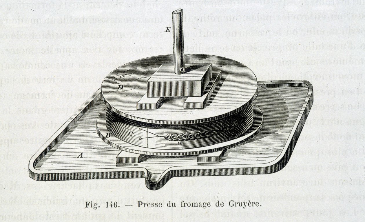 Prasa Gruyere - w „”Cuda przemysłu”” Louis Figuier autorstwa Unknown artist
