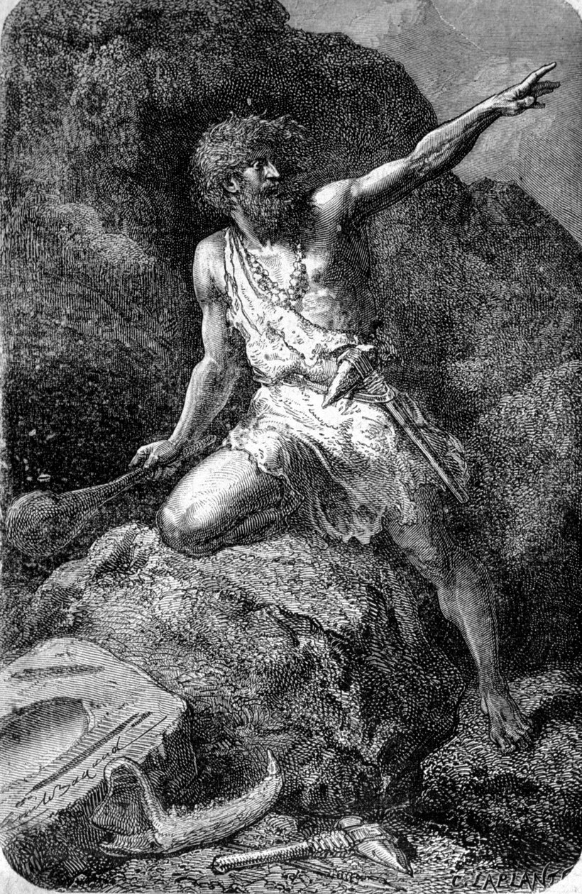 Człowiek prymitywny epoki reniferów (górny paleolit). autorstwa Unknown artist