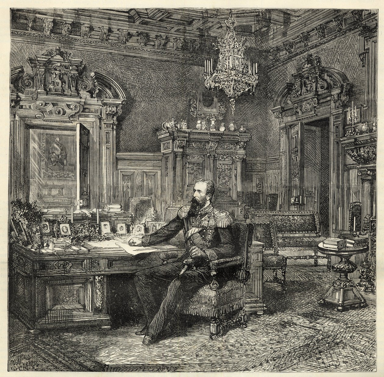 Książę Aleksander Bułgarski (1857-1893), w swoim gabinecie - Aleksander Battenberg - Portret Aleksandra I Bułgarskiego lub Aleksandra Battenberg (1857-1893) w swoim gabinecie - 1886 - autorstwa Unknown artist