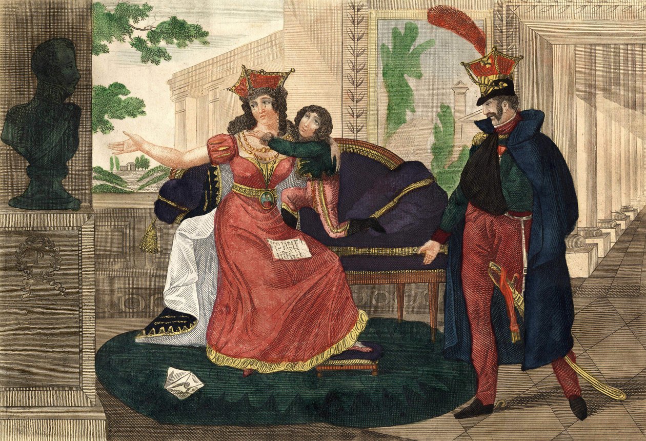 Księżniczka Poniatowska dowiadująca się o śmierci męża - Grawerunek czasu autorstwa Unknown artist