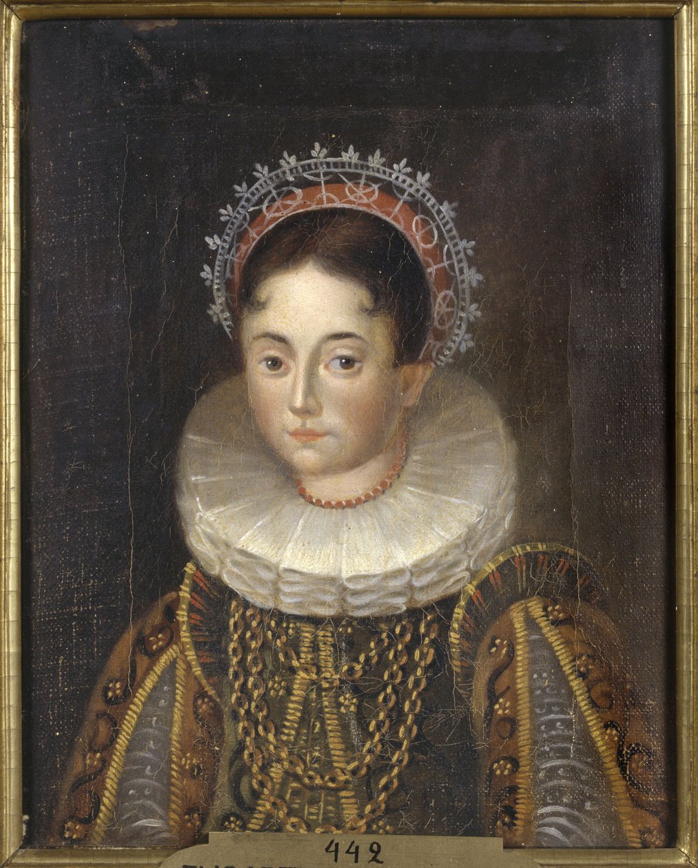 Księżniczka Elisabeth de Suede, księżna Consort de Meklemburgia Gadebusch - Portret księżnej Elżbiety Szwecji (1549-1597), księżnej Meklemburgii, Anonim. Olej na płótnie. Wymiar: 28x22 cm. Muzeum Narodowe w Sztokholmie autorstwa Unknown artist
