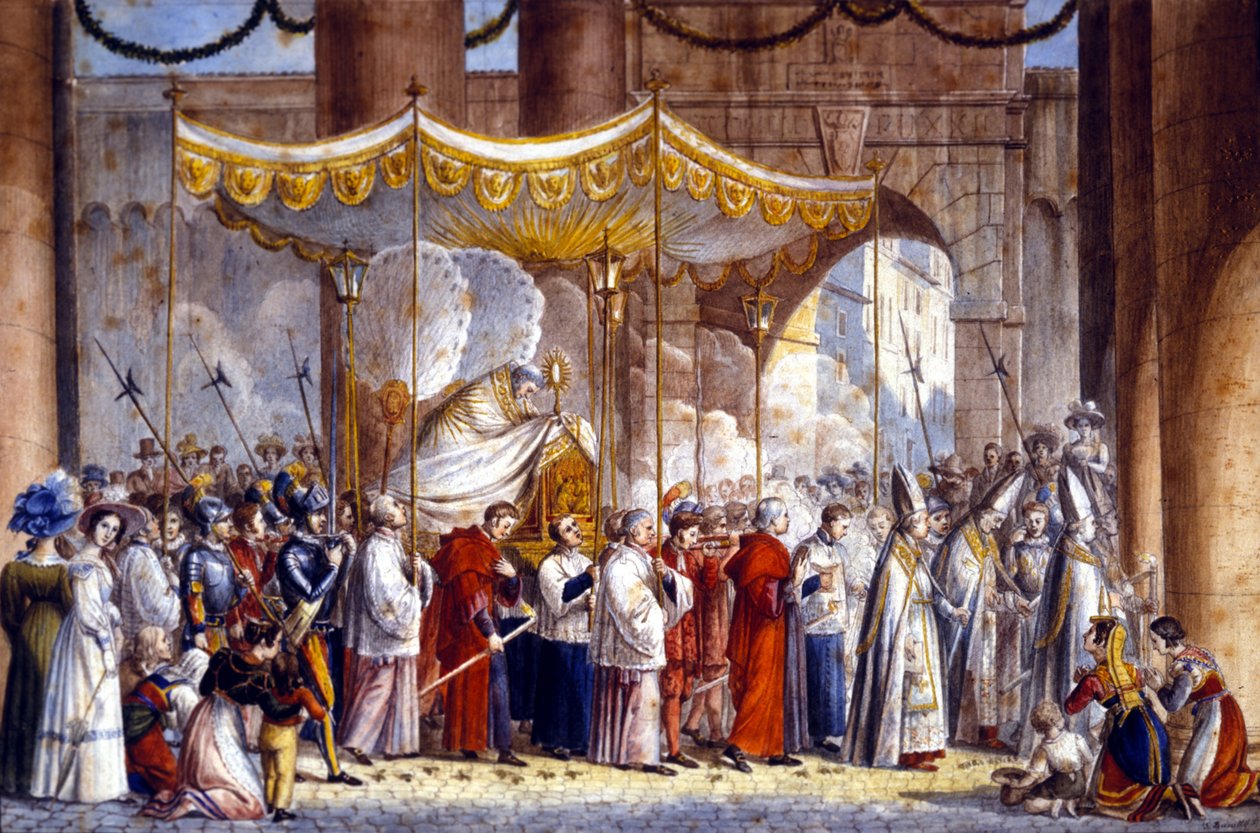 Procesja w Rzymie w 1835 roku papieża Grzegorza XVI (1765 - 1846). autorstwa Unknown artist