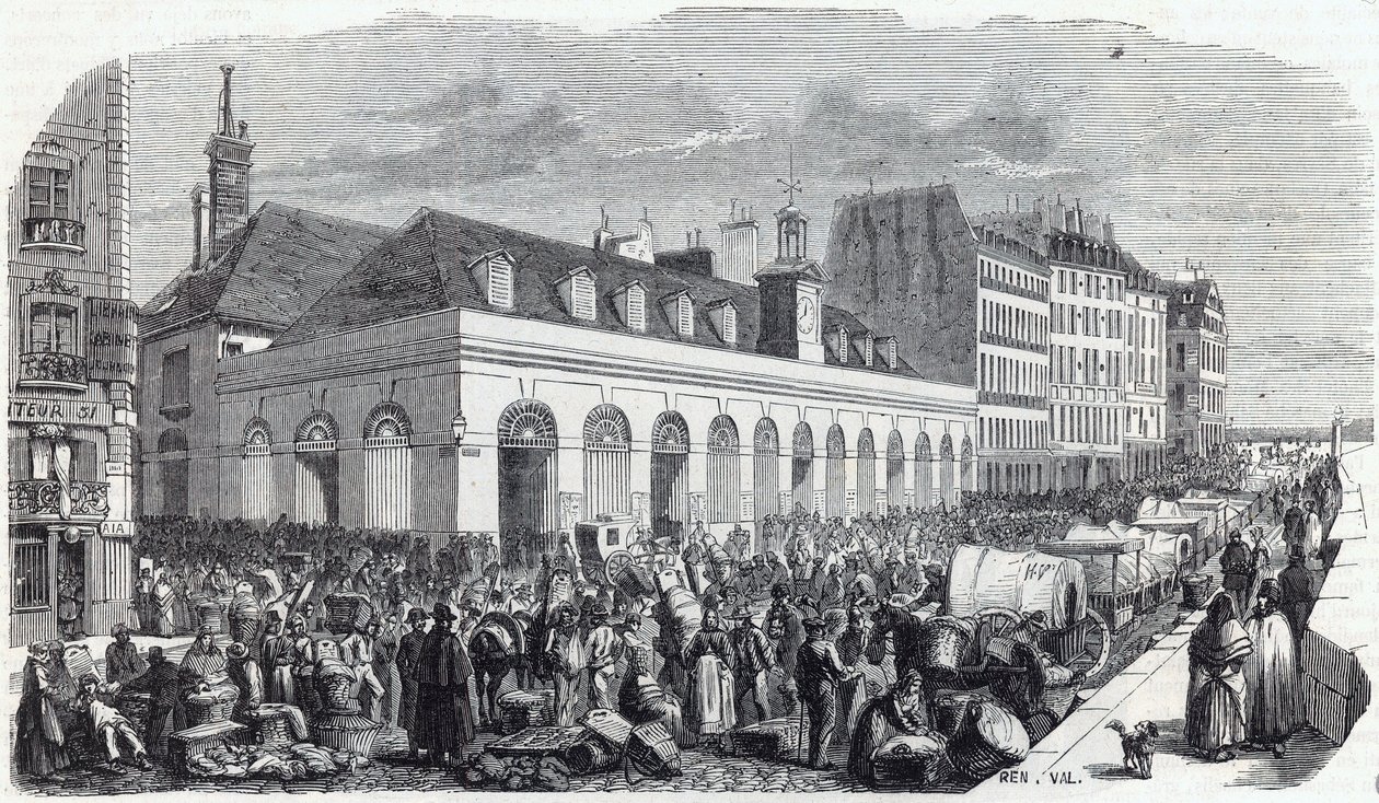 Quai des Augustins: Walk of the Valley - Grawerowanie w „”Tableau-de-Paris”” Edmonda Texiera autorstwa Unknown artist