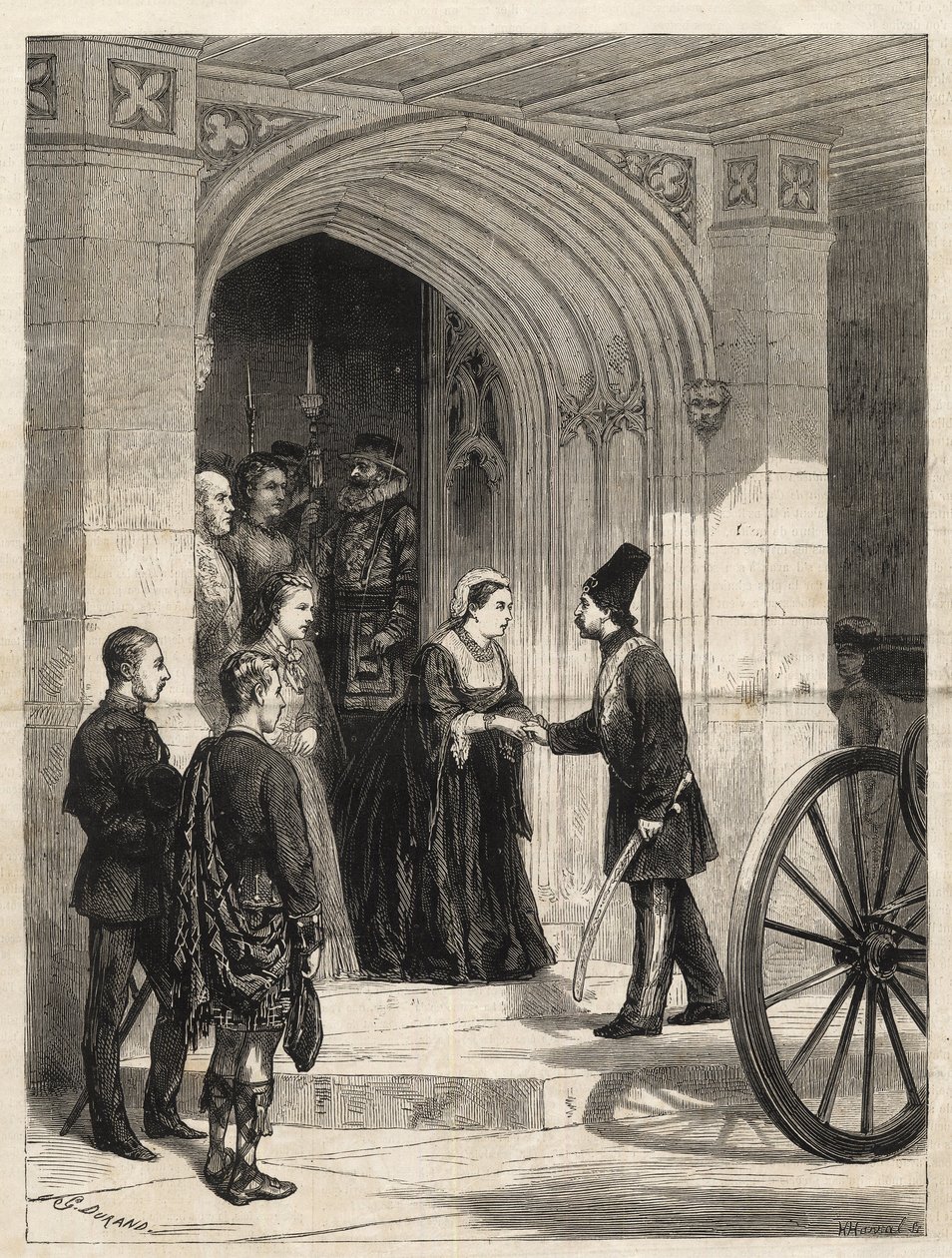Królowa Wiktoria odbierająca szacha perskiego (Naser al-Din Shah Qajar - Nassereddin Shah Qajar) (Nasser al-Din lub Nassereddin Shah, Nassereddin Shah lub Nasir al Din) (1831-1896) w Sovereign