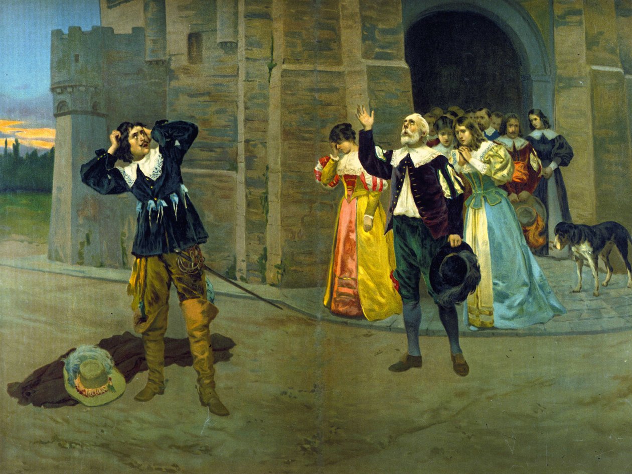 Raimondo zapowiada Edgarowi śmierć Łucji w ostatniej scenie III aktu opery „Lucie de Lammermoor” (Łucja) Gaetano Donizettiego. autorstwa Unknown artist