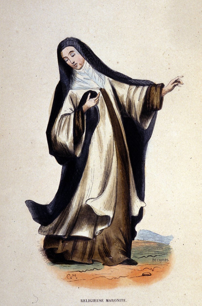 Maronicka religijna. Rycina z albumu na zakony, Paryż autorstwa Unknown artist