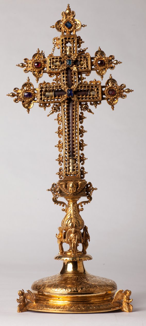 Krzyż relikwiarzowy. Kowalstwo z juwelami. Opactwo pochodzenia (Saint-Amand Tournai, ex-Elnone. XVI wiek. autorstwa Unknown artist
