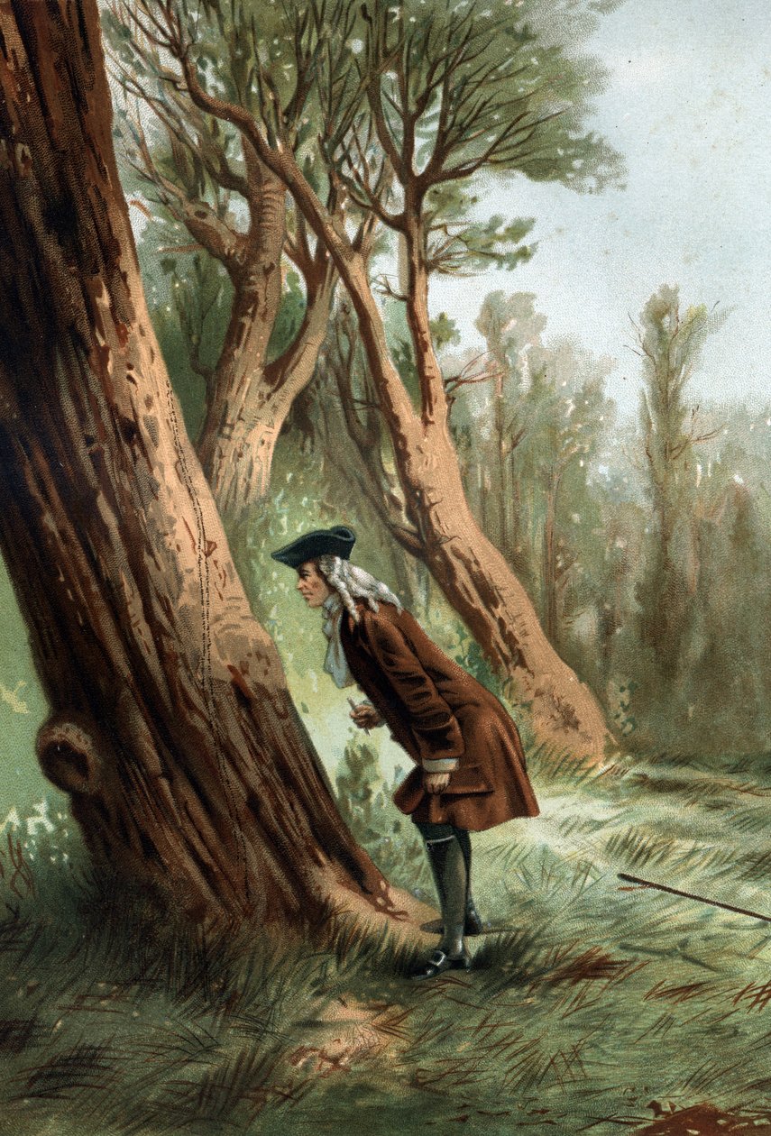 René Antoine Ferchault de Réaumur (1683-1757), francuski fizyk i przyrodnik, badający moralność caterilles.według „La Ciencia y sus Hombres par Louis Figuier” Barcelona 1881 autorstwa Unknown artist