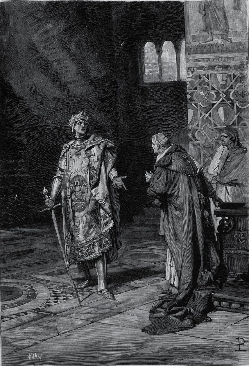 Reprezentacja Cola di Rienzo (1314-1354), trybuna ludu rzymskiego. Ilustracja końca XIX wieku autorstwa Unknown artist