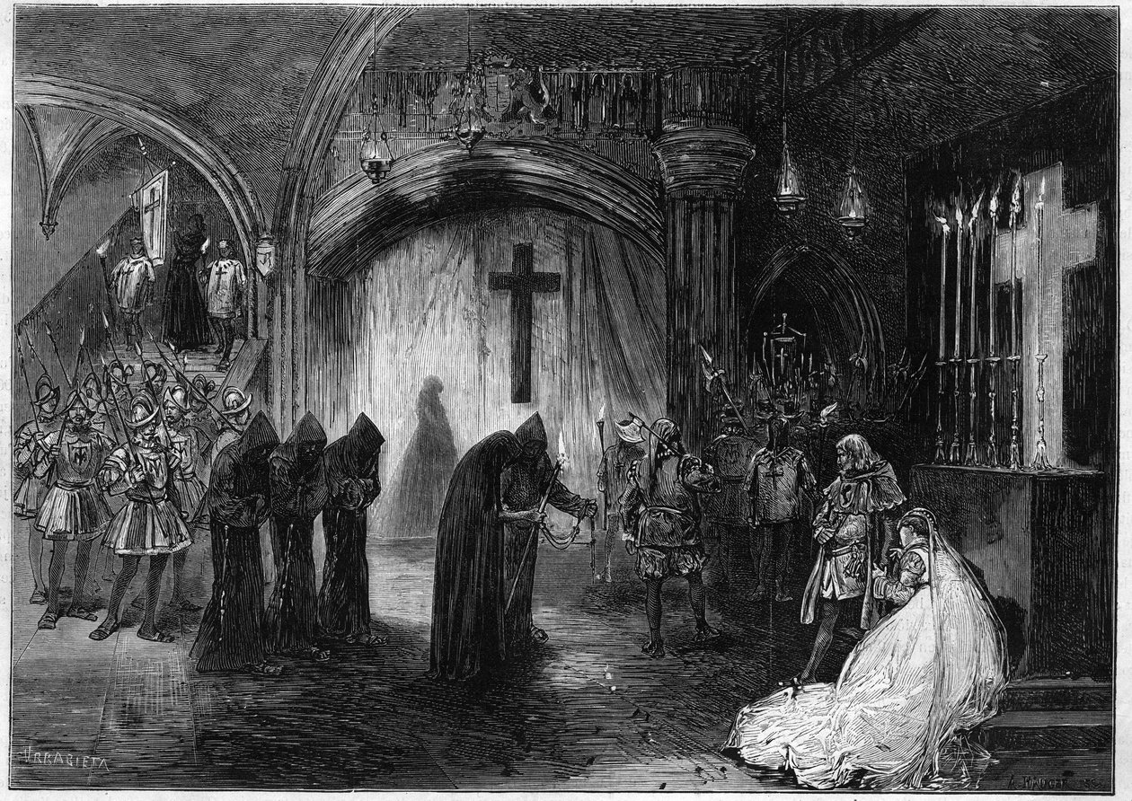 Reprezentacja dramatu „Marie Tudor” w ciągu trzech dni i prozy Victora Hugo w Theatre de la porte Saint Martin (Saint-Martin) w Paryżu w 1873 roku. autorstwa Unknown artist