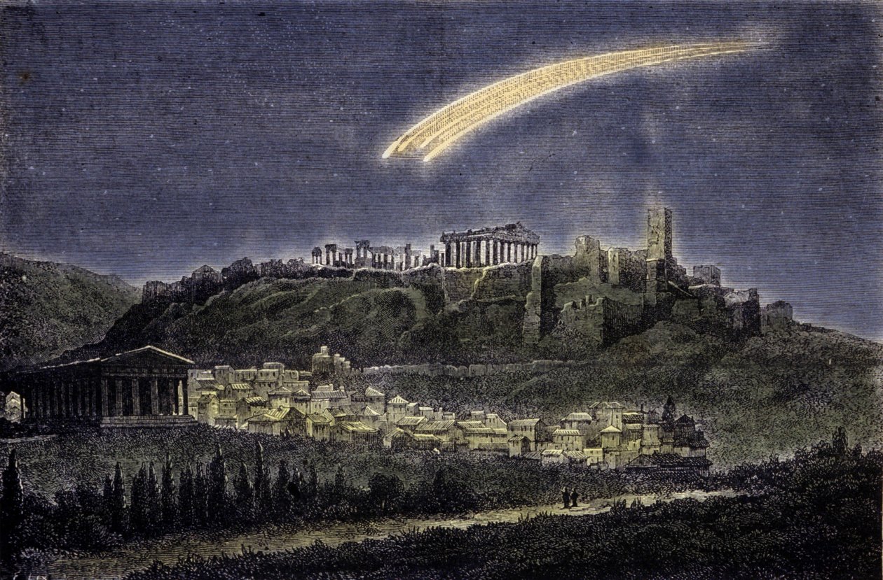 Przedstawienie komety nad miastem Ateny w 1878 roku. autorstwa Unknown artist