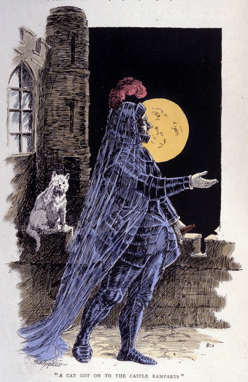 Przedstawienie ducha w noc pełni księżyca. Grawerowane 1894 autorstwa Unknown artist