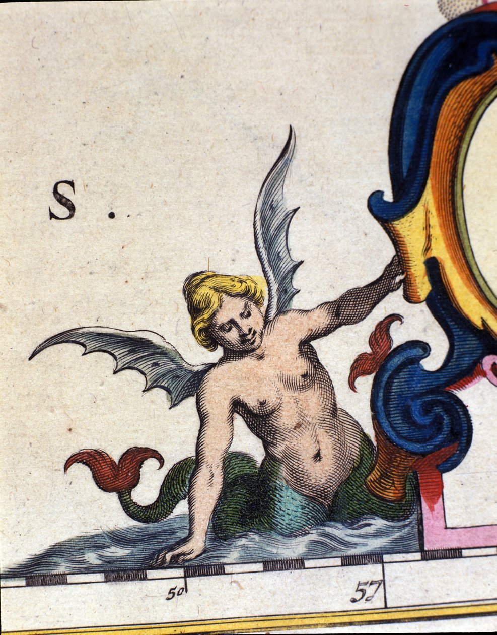 Reprezentacja ailee syreny. Fragment „” Atlas novus”” 1642 autorstwa Unknown artist