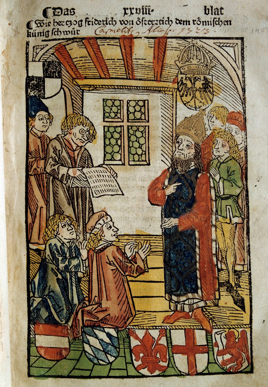 Reprezentacja soboru w Konstancji (1414-1418), zwołanego przez cesarza Zygmunta I i antypapieża Jana XXIII. Położył kres Wielkiej Schizmie Zachodu. Miniatura z 1414 r. Paryż. Biblioteka Polska autorstwa Unknown artist