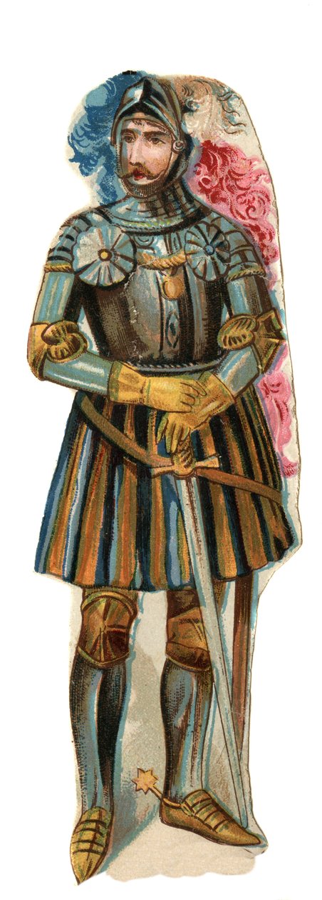 Reprezentacja rycerza Pierre Terrail, Lord of Bayard (1476-1524) Chromolitografia, koniec XIX wieku. autorstwa Unknown artist