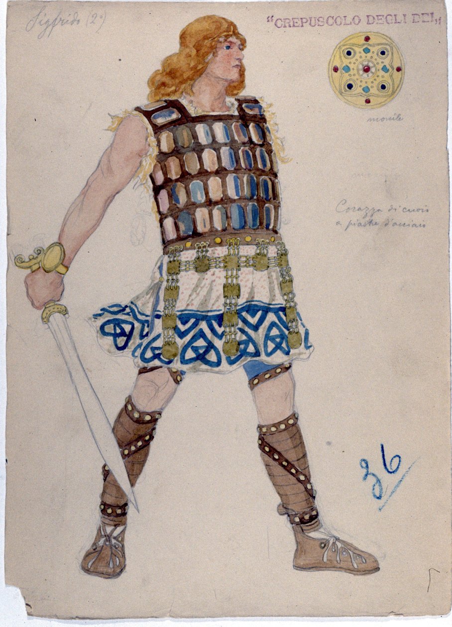 Przedstawienie postaci „”Zygfryda”” dla „”Zmierzchu bogów”””. „Der ring des Nibelungen” autorstwa Unknown artist