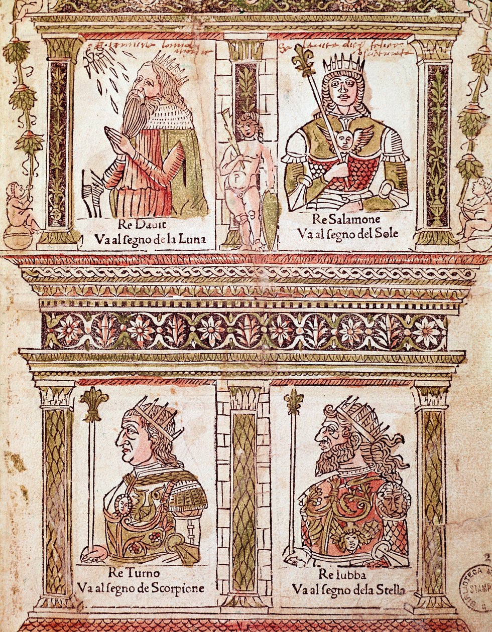 Reprezentacja strony królów: króla Dawida, króla Salomona, króla Turno i króla Lubby (Strona królów) 1496) poeta i humanista autorstwa Unknown artist
