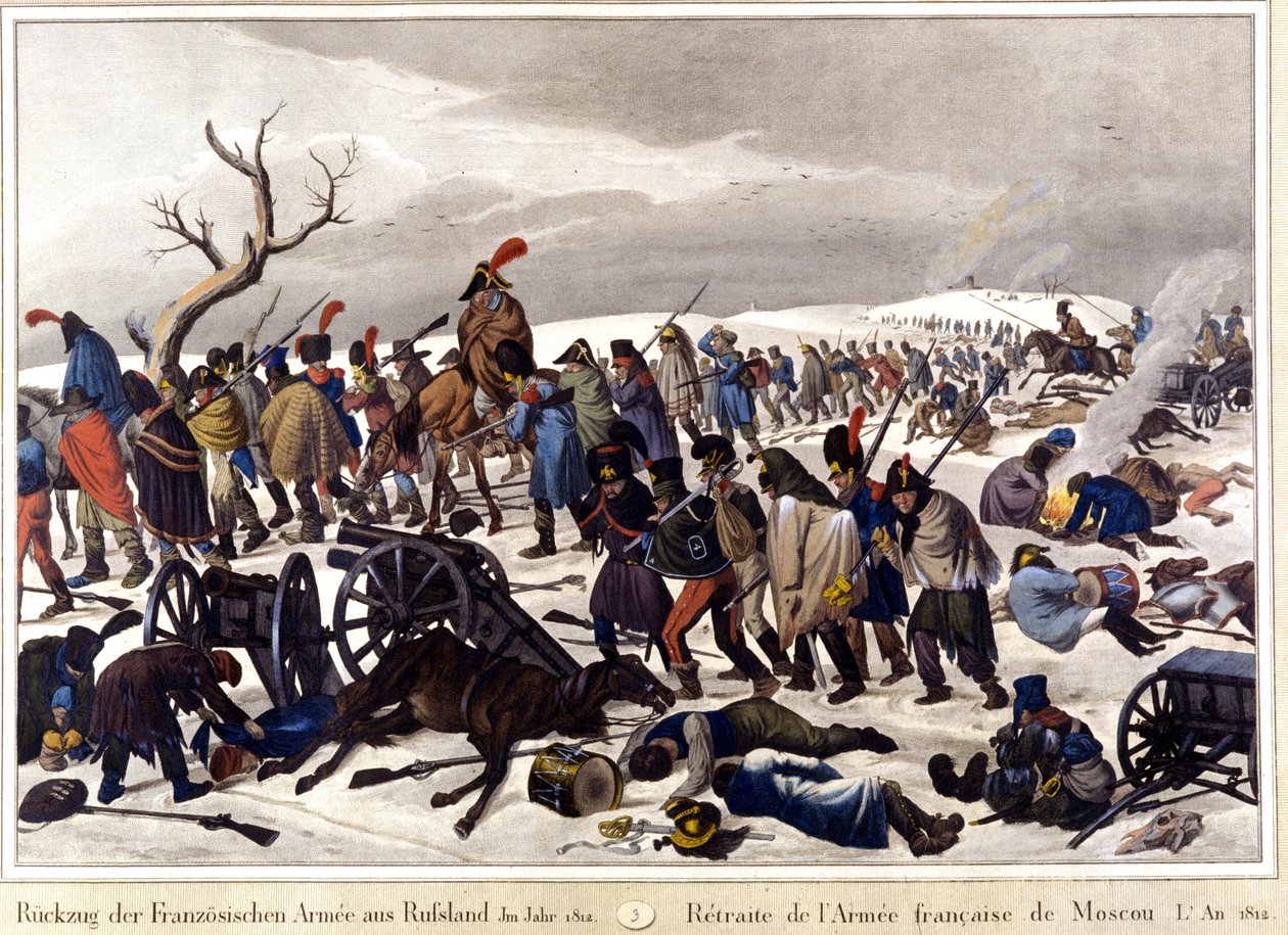 Wycofany z armii francuskiej w Moskwie w 1812 roku. Rycina XIX wiek. autorstwa Unknown artist