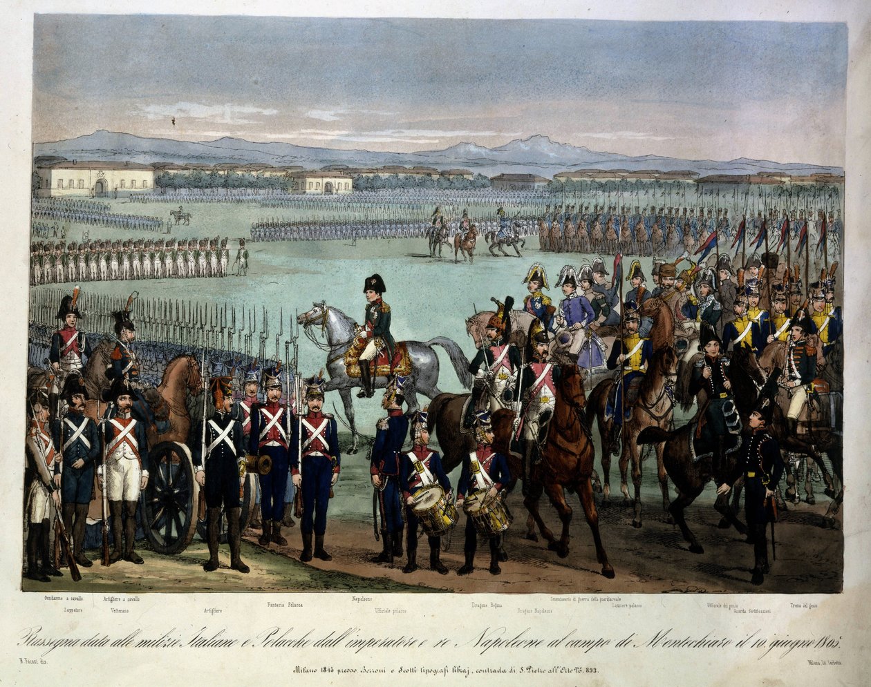 Przegląd włoskich i polskich bojówek Napoleona na polu Montechiaro, 10 czerwca autorstwa Unknown artist