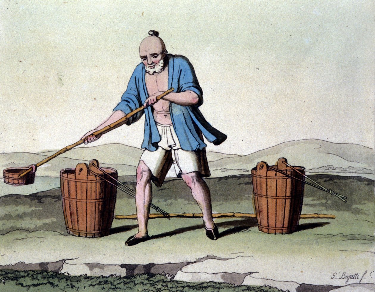 Uprawa ryżu w Chinach. Druk z XIX wieku. autorstwa Unknown artist