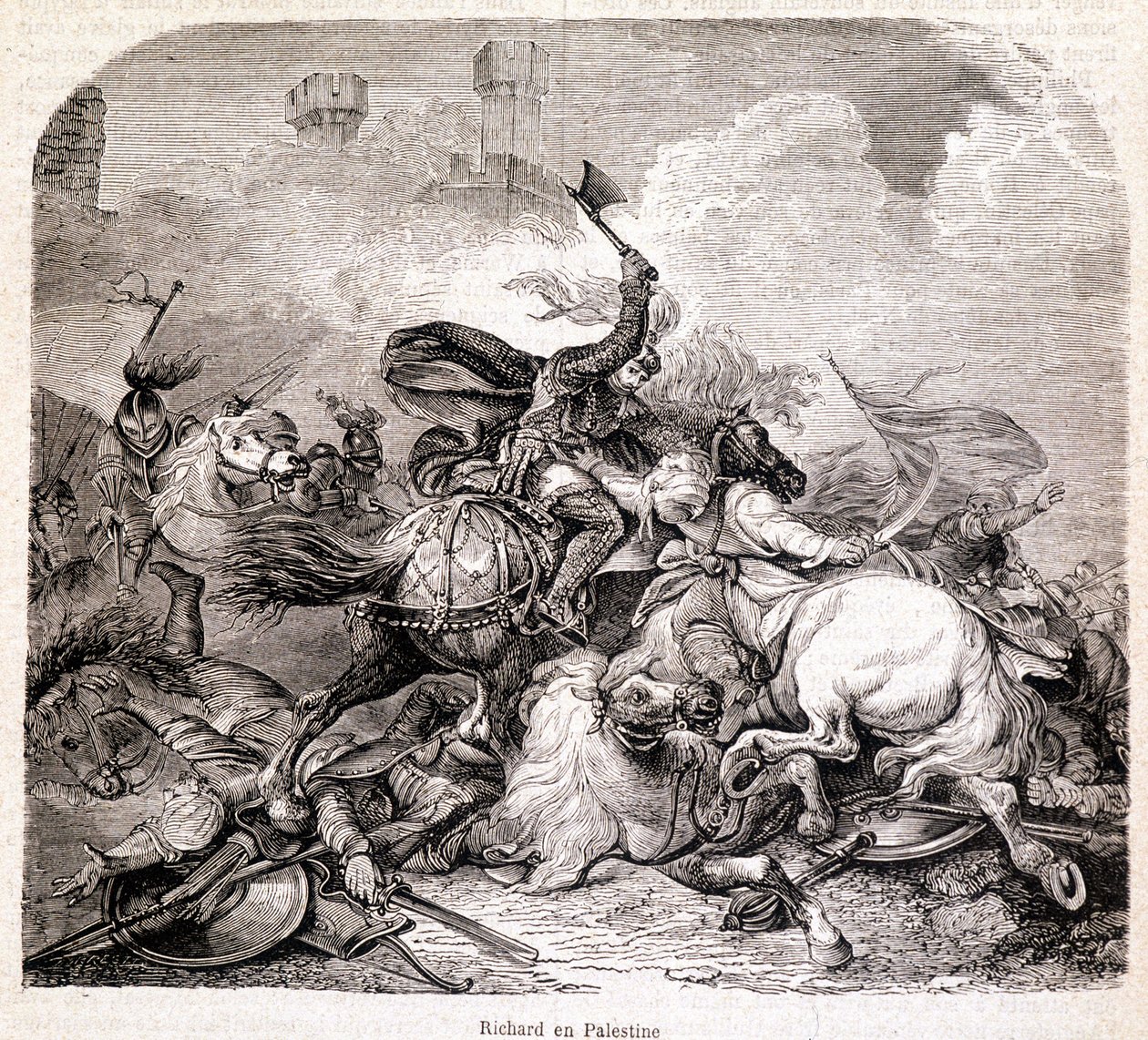 Ryszarda w Palestynie. Ilustracja w „Historii papieży, królów, królowych, cesarzy przez wieki” Maurice Lachatre 1857 autorstwa Unknown artist