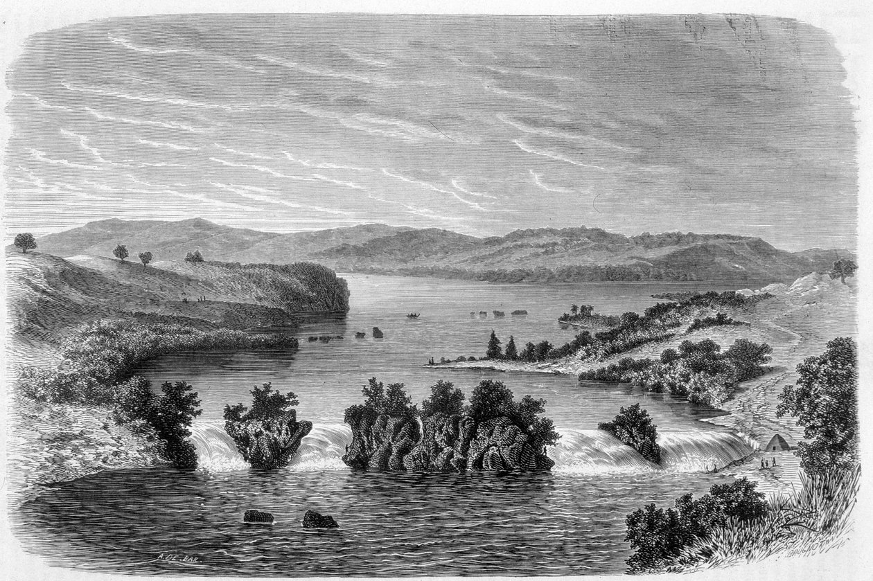 Wodospad Ripon, Nil wychodzący z Jeziora Wiktorii - w „”Tour du Monde” autorstwa Unknown artist