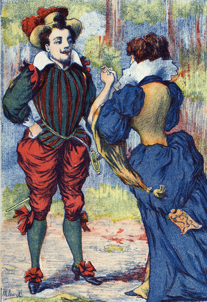 Riquet a la Houppe staje się przystojnym dżentelmenem. Anonimowa ilustracja do „Riquet a la houppe”, opowiadania Charlesa Perraulta (1628-1703), francuskiego pisarza. Zdjęcia Marcel Vagne, Jarville Nancy, bez daty (koniec XIX wieku). autorstwa Unknown artist