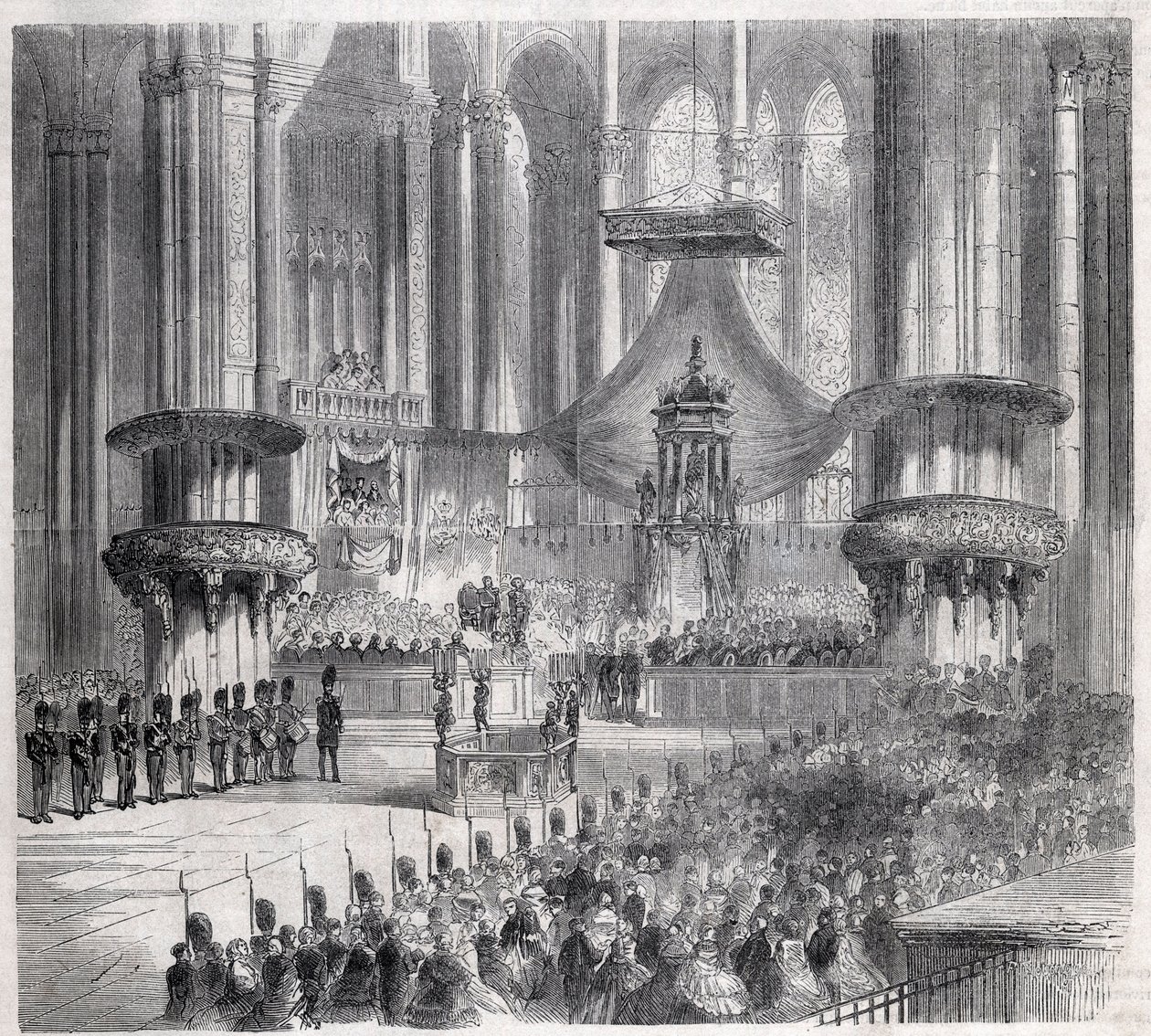 Risorgimento - Obchody Te Deum w katedrze w Mediolanie w obecności królów Włoch i Francji autorstwa Unknown artist