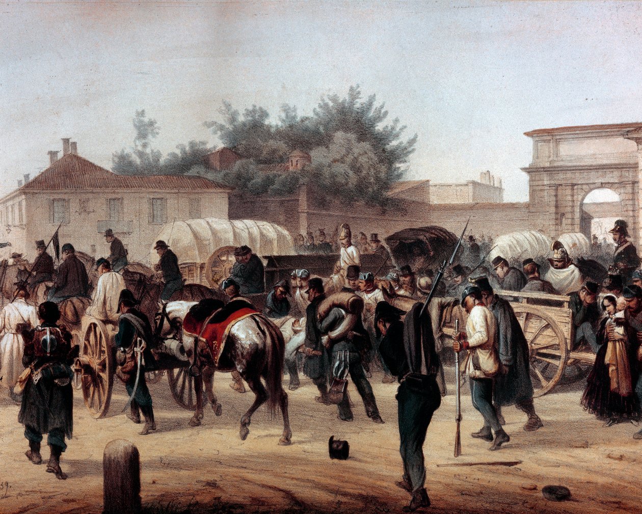 Risorgimento: The Five Days of Milan (Cinque giornate di Milano) (18-22 marca 1848): to jeden z pierwszych epizodów rewolucji 1848 (część pierwszej włoskiej wojny o niepodległość), w której powstali mediolańczycy powstańczy ludność przeciwko autorstwa Unknown artist
