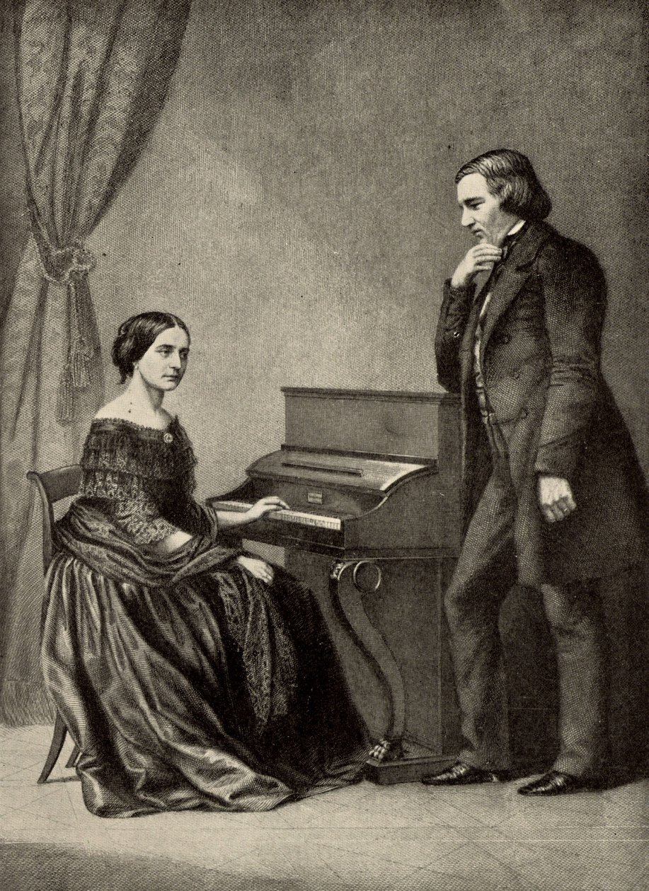 Robert Schumann (1810-1856) z żoną (druk) autorstwa Unknown artist