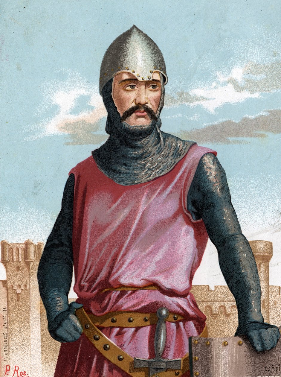 Rodrigo Dìaz de Vivar, znany jako hiszpański bohater Cid Campeador (1043 do 1099). autorstwa Unknown artist