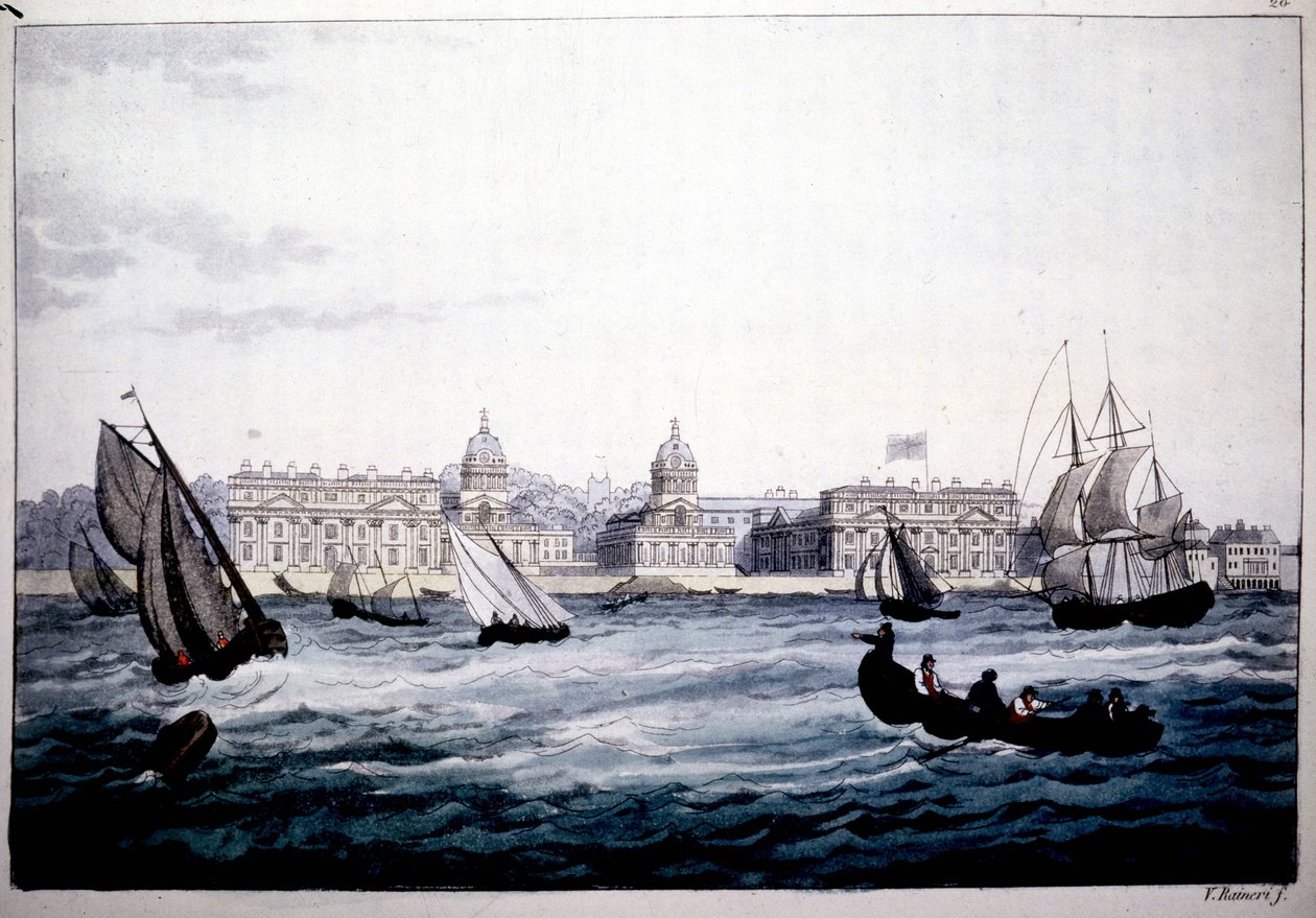 Szpital Królewski w Greenwich nad Tamizą w Anglii. autorstwa Unknown artist