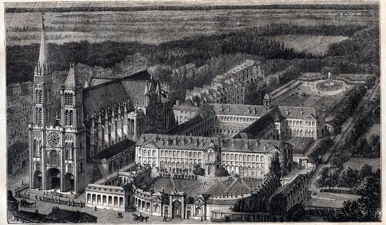 Royal House of Saint-Louis (Dom Wychowania Legii Honorowej) w Saint Denis w pobliżu Cathedrale - Grawerowanie około 1867 autorstwa Unknown artist