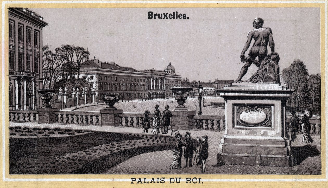 Pałac Królewski w Brukseli, Belgia. Chromolitografia z końca XIX wieku. autorstwa Unknown artist