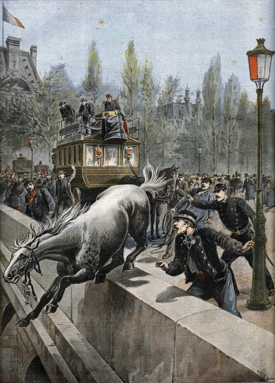 Most Królewski w Paryżu w 1898 r.: koń popełnił samobójstwo (zdjęcie ilustracyjne) autorstwa Unknown Artist
