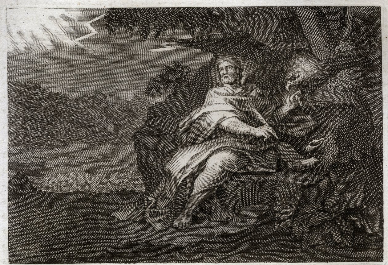 Biblia Royaumont, Nowy Testament: Ewangelista św. Jan z orłem. Ilustracja z 1811 roku. autorstwa Unknown artist
