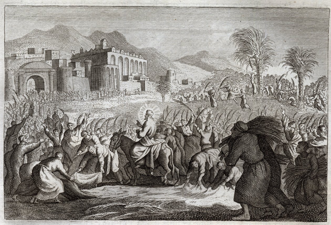 Biblia Royaumont, Nowy Testament: Triumf Jezusa Chrystusa. Wejście Jezusa do Jerozolimy. Ilustracja z 1811 roku. autorstwa Unknown artist