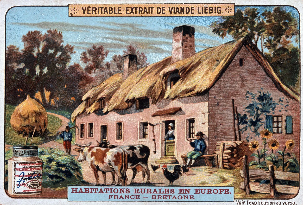Wiejskie osiedle Bretanii - chromo. Liebig, t. 1895 autorstwa Unknown artist