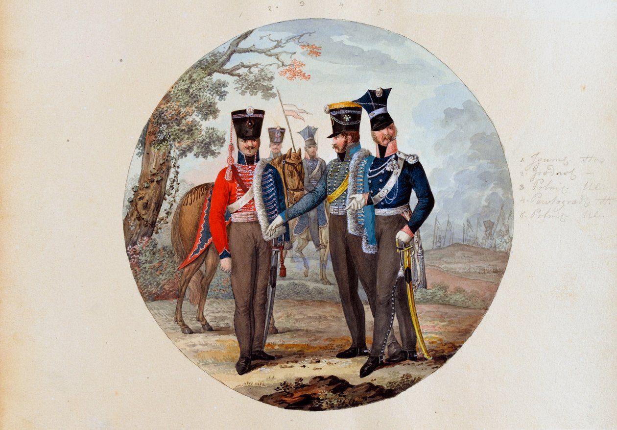 Rosyjscy husarze i lansjerzy autorstwa Unknown artist