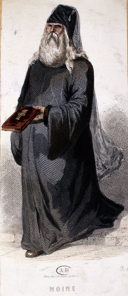Rosyjski mnich prawosławny. Rytownictwo autorstwa Unknown artist
