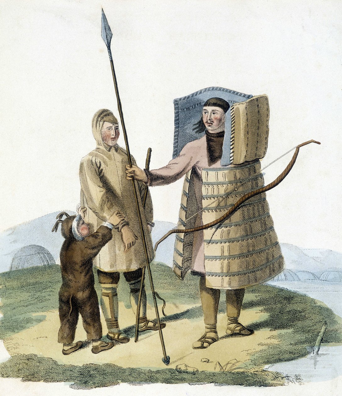 Rosjanin w stroju myśliwskim z żoną i dzieckiem. autorstwa Unknown artist