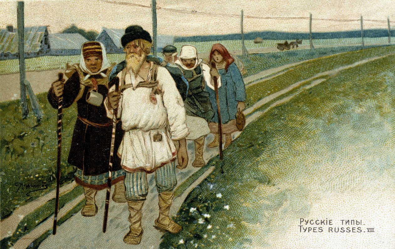 Rosyjscy podróżnicy pieszo w XIX wieku. autorstwa Unknown artist
